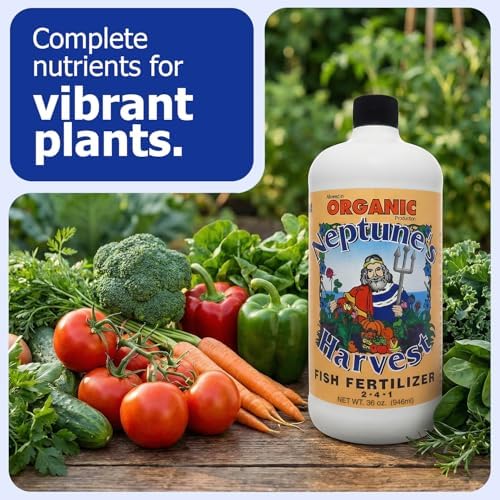 Neptune's Harvest Fish Fertilizer (2-4-1) - Organic Liquid Plant Fertilizer - Fish Hydrolysate for Vegetables, Flowers, Fruit, Trees, Grass - Indoor and Outdoor Plant Food (Gallon)