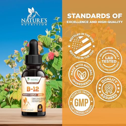 Vitamin B12 Drops - Extra Strength Methylcobalamin Super B Complex - B-12 Liquid Drops for Immune Support, Energy