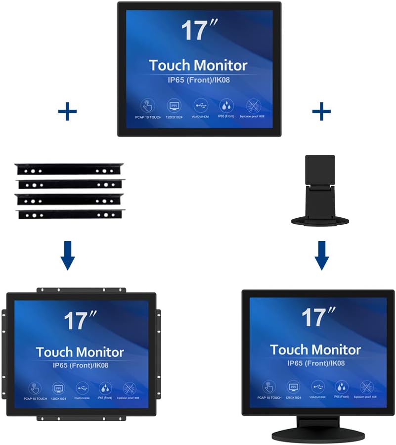 GreenTouch 18.5 Industrial Touch Monitor Open Frame, HDMI/VGA/DVI Interface, Muliti Touch Capacitive Touch Screen Technology