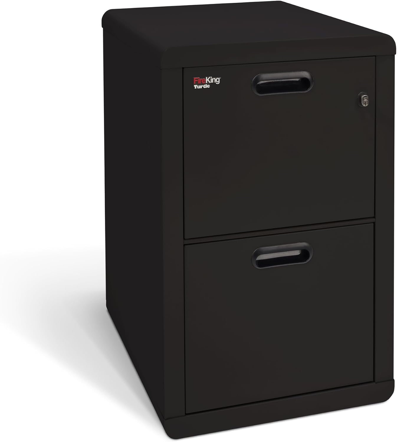 FireKing Turtle Vertical 2 Drawer Fire Rated File Cabinet, Black | 1 Hour Fire Rated Filing Cabinet - UL Class 350 - Water Resistant - Key Lock - Made in USA