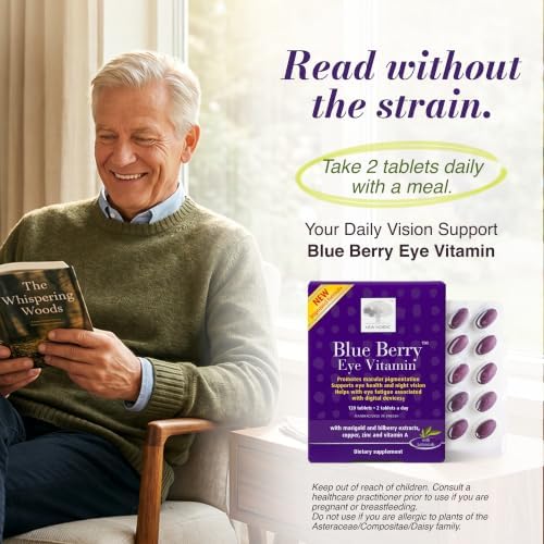 NEW NORDIC Blue Berry Eye Vitamin Supplement Daily Vision Support - 120 Ct. | Daily eye health supplements formulated with lutein and Swedish wild blueberries for simple integration into your routine