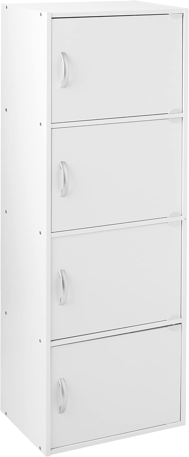 HODEDAH IMPORT 4-Shelf Bookcase Cabinet, Black