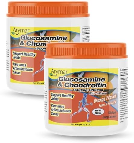 Arymar Glucosamine Chandroitin Powder (1500mg/1200mg) - Joint Health Support Supplement - Helps Maintain Mobility & Flexibility - High Absorption Formula - 300g (10.5 oz)