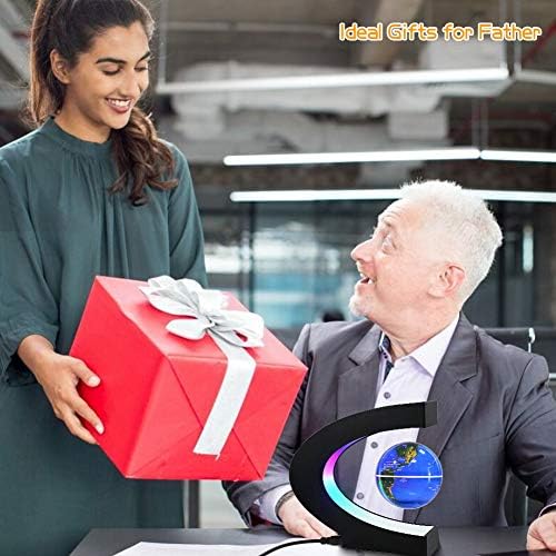 Magnetic Levitating Globe with LED Light | Cool Tech Gift for Men Father | Boys Birthday Gifts for Him | Floating Globes World Office Desk Accessories Tech Gadgets Home Decor Display- Black