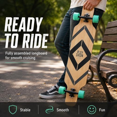 Playshion 39 Inch Drop Through Longboard Skateboard for Beginners