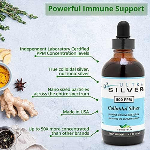 Ultra Silver® Colloidal Silver | 500 PPM, 8 Oz (236mL) | Mineral Supplement | True Colloidal Silver - with Dropper