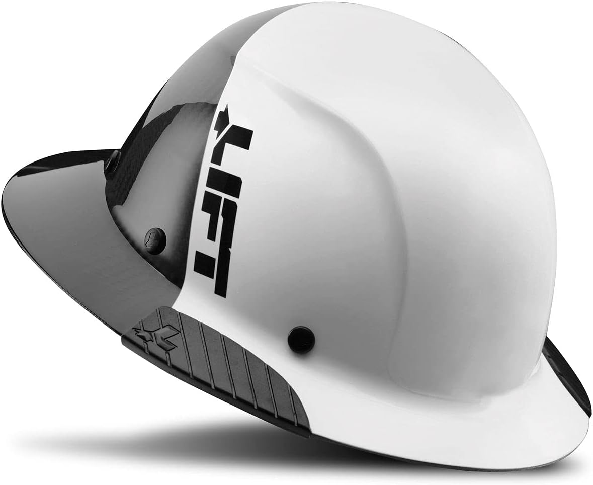 LIFT SAFETY Dax Carbon Fiber Full Brim Hard Hat | Safety/Construction Helmet w/ 6 Point Suspension for Comfort & Impact Protection