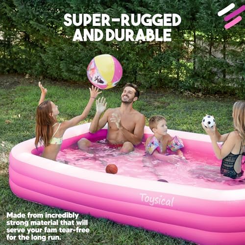 Toysical Inflatable Pool for Kids and Adults with Pump - 118 x 72 x 22 - More Durable Than Other Blow up Pools for Adults - Includes Patches