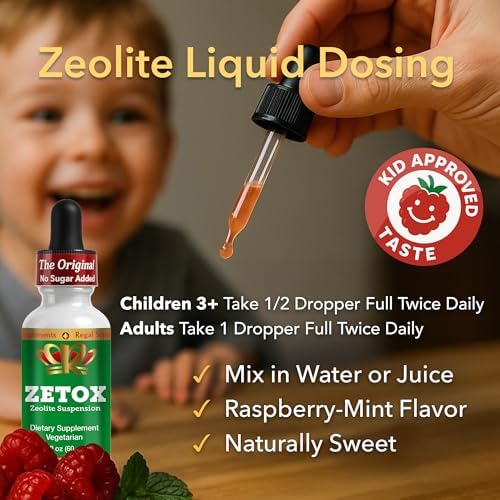 ZETOX | Zeolite Detox for Kids and Adults | Enhanced with Methyl Vitamin B12 and D3 | Premium Grade Liquid Clinoptilolite Zeolite Drops | Supports