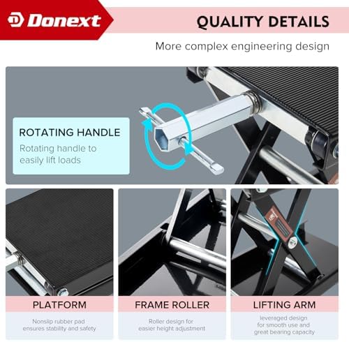 Motorcycle Lift Scissor Jack, 1200 LB Capacity Wide Deck Hoist Stand Maintenance Bikes ATVs Garage Repair Center Stand Lift Jack, Red