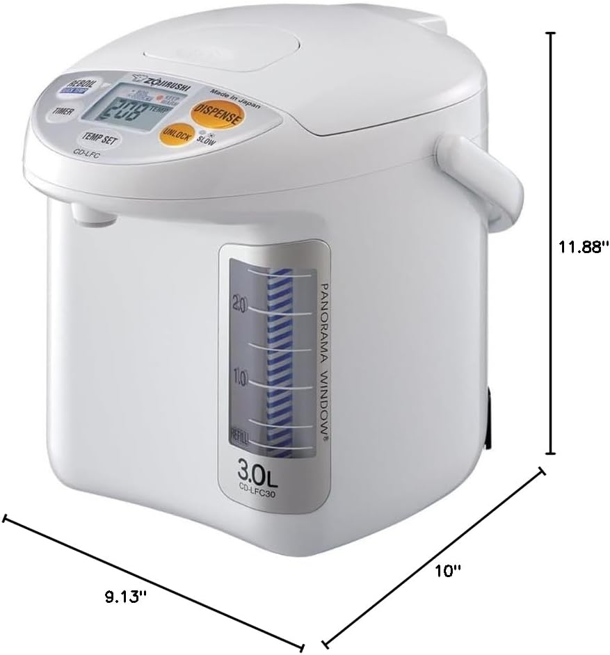 Zojirushi CD LFC50 Micom Water Boiler and Warmer, 5.0l, 169 Oz (White) | Four keep-warm settings, Quick Temp mode, timer, panorama gauge