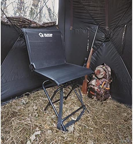 Guide Gear Big Boy Hunting Blind Chair, Portable Folding Seat for Shooting, Comfortable Spin Swivel, 500-lb. Capacity
