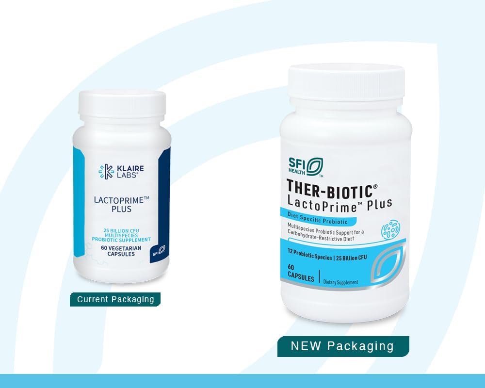 Klaire Labs SFI Health Ther-Biotic LactoPrime Plus, 60 Capsules | Lactobacillus and Bifidobacterium Probiotics for Digestive Health