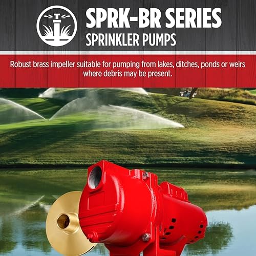 Red Lion RL-SPRK150 Sprinkler/Irrigation Pump, 115/230V, 71 GPM, 1.5 HP | Thermoplastic Impeller, For water sources down to 25' deep, Handles up to 14 sprinklers (1/2" fittings) per zone, 97101501