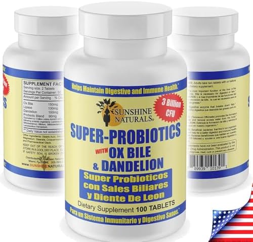 Sunshine Naturals Super Probiotics Supplement. Improves Digestion, Gut Health, Immune System Support