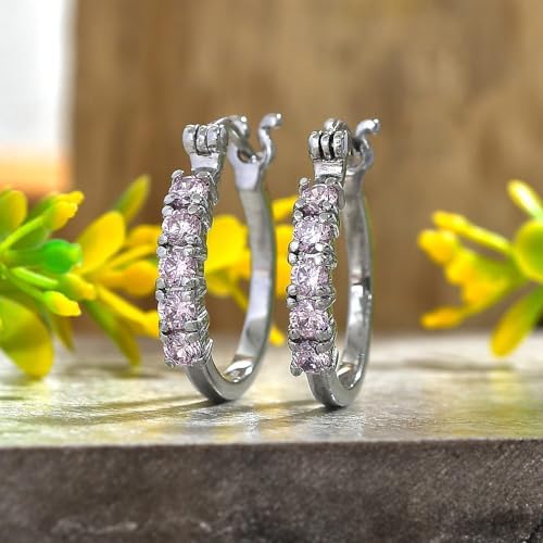 Pink Cubic ZirconiaEarrings in Stainless Steel