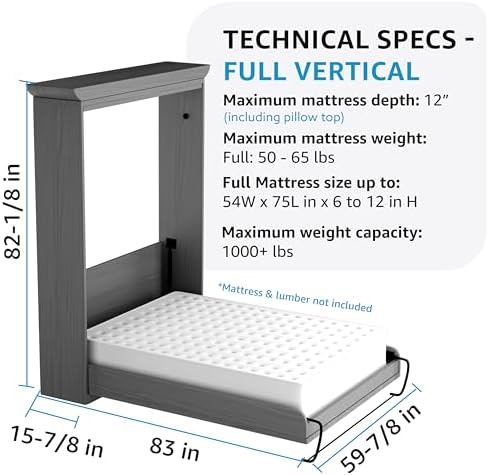 Queen Size Deluxe Murphy Bed Kit, Vertical