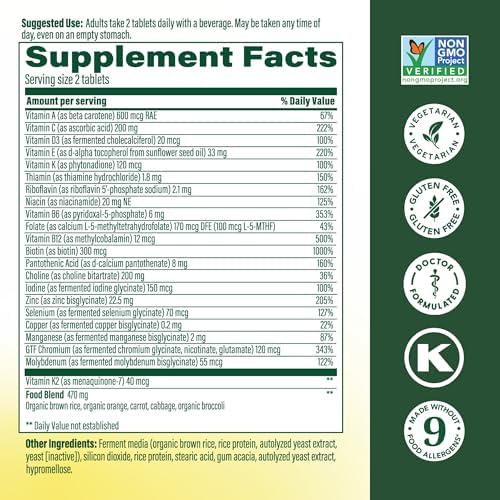 MegaFood Advanced Multivitamin for Men, Doctor Formulated, 120 Tablets | Immune Support, Cellular Energy, Heart & Brain Health, Choline, Methylfolate, Vitamin C, D3, Zinc, Vegetarian, 60 Servings