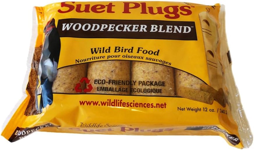 Wildlife Sciences Suet Plugs 48 Pack, Case of 12 Individually Wrapped 12 oz 4 Packs (Peanut Blend)