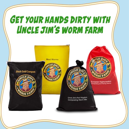 Uncle Jim's Worm Farm Super Red European Nightcrawlers for Composting and Garden Soil Aeration | Large Nightcrawlers Improve Soil Structure and