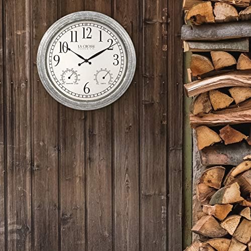 La Crosse Clock 433-3236 14-inch Silas Indoor/Outdoor Galvanized Analog Quartz Wall Clock