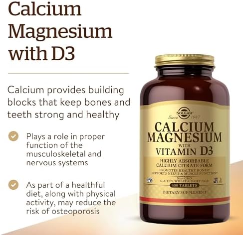 Solgar Calcium Magnesium with Vitamin D3, 300 Tablets | Promotes Healthy Bones, Supports Nerve & Muscle Function, Highly Absorbable Form