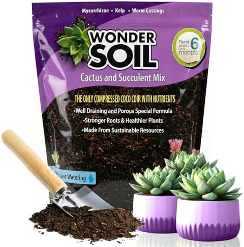 | Organic Cactus & Succulent Soil Mix (12 Quarts) | Fast Draining Living Coco Coir Loaded w/Nutrients | Ready to Plant Indoor/Outdoor Peat-Free