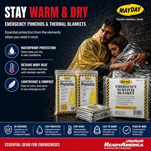 Ready America 70080 1-Person 3-Day Emergency Tote | Emergency Go-Bag with First Aid Kit, Survival Blanket, Emergency Food for Earthquake, Fire & Flood