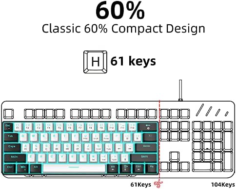Snpurdiri 60% Mechanical Gaming Keyboard (Black-White