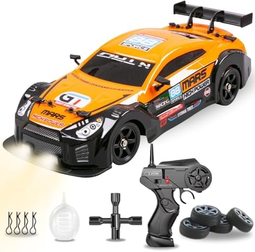 Liberty Imports RC Drift Car 1/16 2.4GHz 4WD Remote Control Sport Racing On-Road Vehicle with LED Light, Batteries and Drift Tires (Red)