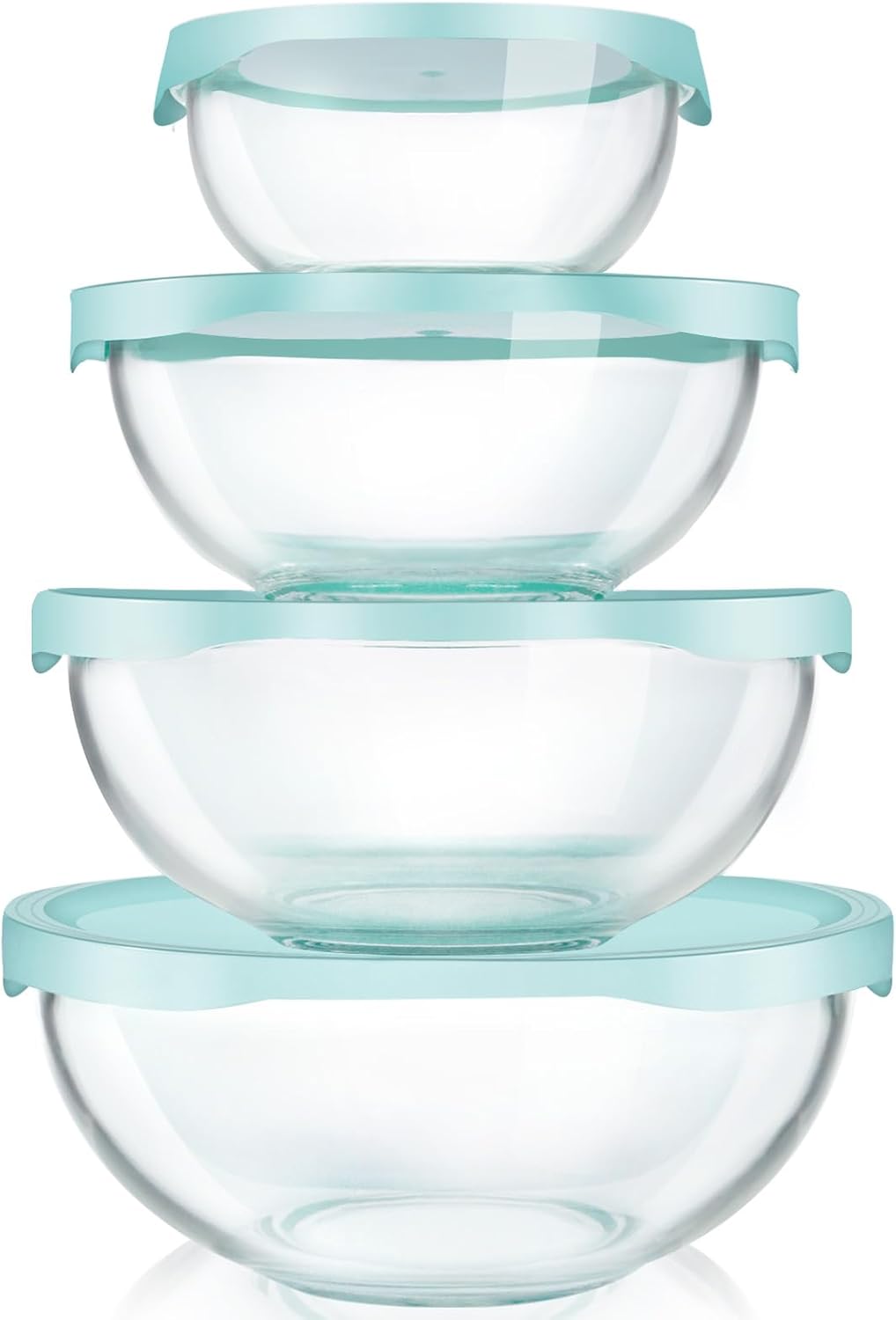 Luvan Glass Mixing Bowls with Lids Set(4.5QT, 2.7QT, 1.1QT)-Large Glass Mixing Bowls, Clear Salad Bowl for Baking, Cooking, Serving, Food Prep, 3PC Nesting Bowls for Kitchen Storage & Dishwasher Safe