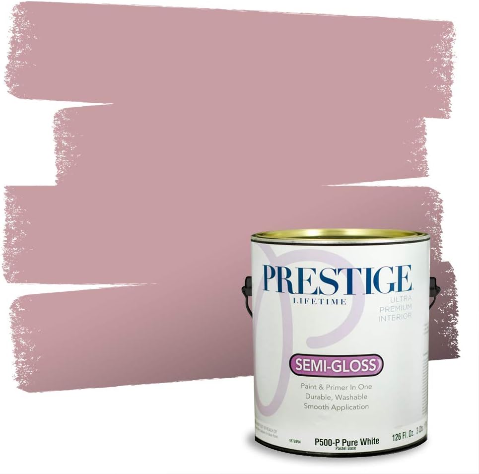 PRESTIGE E500-P-SW6303 Exterior Paint and Primer in One, 1-Gallon, Semi-Gloss, Comparable Match of Sherwin Williams Rose Colored, 1 Gallon, SW17-Rose