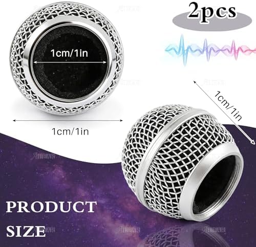 AUEAR, 2 Pack Microphone Grill Grille Ball Head Replace for SM58 BETA58 SM58LC SA-M30 SV100 RK143G Pgx2 Slx2