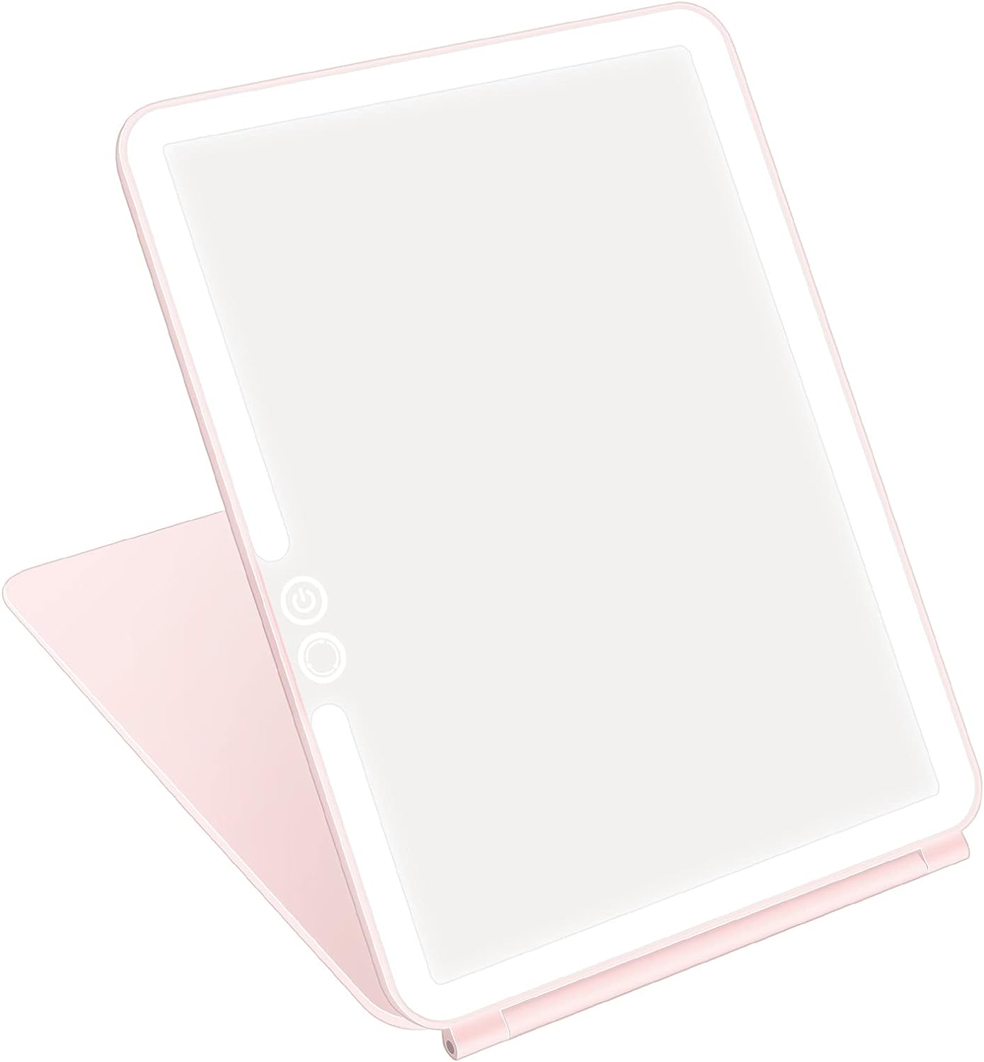 deweisn Folding Lighted Makeup Mirror with 72 LEDs 3 Colors Light Modes USB Rechargable 1800mA Batteries Portable Ultra Thin Compact Vanity Mirror