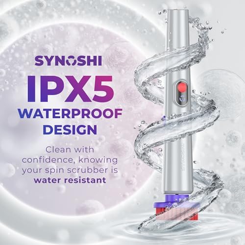 SYNOSHI PRO Electric Spin Scrubber Cordless Cleaning Bathroom Scrubber | Waterproof Shower Cleaning Brush with Adjustable Angles, 2 Speed