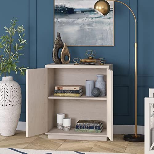 Henn&Hart 28" Fluted Accent Cabinet, Sideboard Buffet, Beech White | Ribbed doors and clean lines create modern charm, with hidden storage