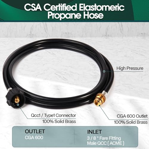 KOMAN 5FT Propane Hose Adapter 1lb to 20lb, Propane Tank Aapter, Converter for Buddy Heaters, Coleman Camping Stove, Weber Q/Blackstone Griddle Grill