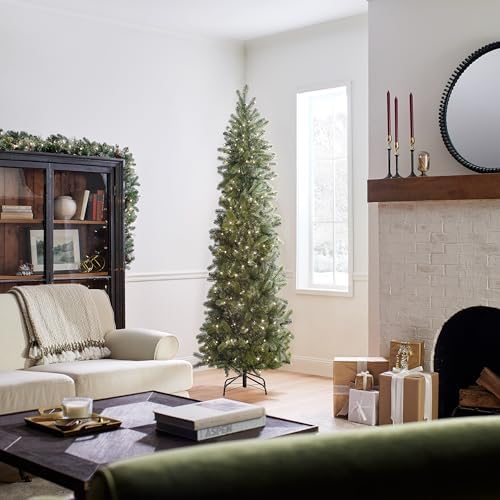 National Tree Company 7.5ft Pre-Lit Downswept Douglas Fir Christmas Tree | Slim, 350 Clear Lights, 796 Tips, Includes Stand, Green