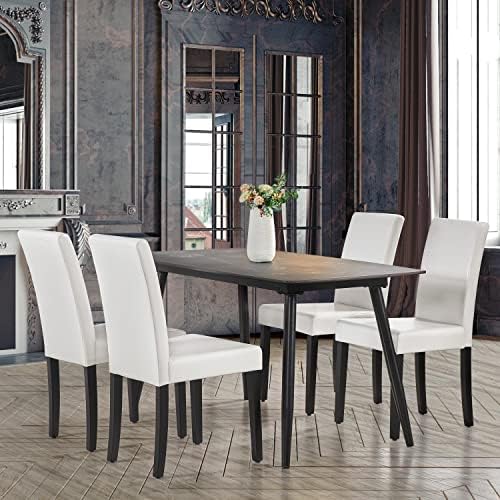 Yaheetech Dining Chairs Set of 8 Upholstered Kitchen Chairs Dark Brown