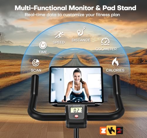 Exercise Bike, CHAOKE Quiet Magnetic Resistance 300LB Capacity Stationary Bike for Home with App Compatible