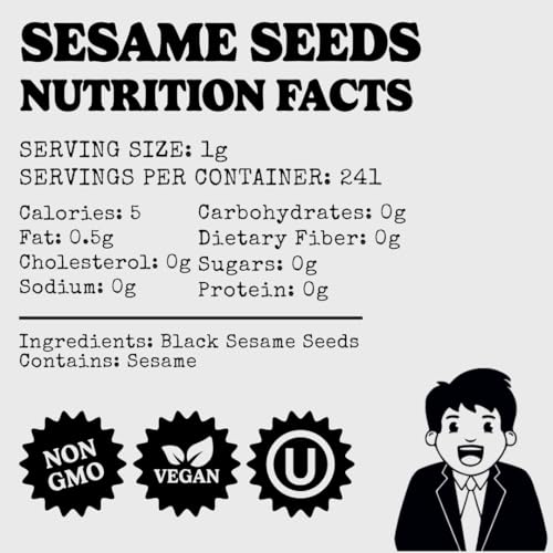 Bakers Club 8.5oz Mixed Black and White Sesame Seeds - Tuxedo blend for Sushi, Tuna, Stir Fry, Bread, Poke Bowls - Kosher, Gluten Free