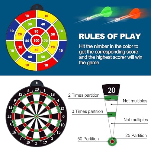 Dart Board - 12pcs Magnetic Darts - Excellent Indoor Game and Party Games
