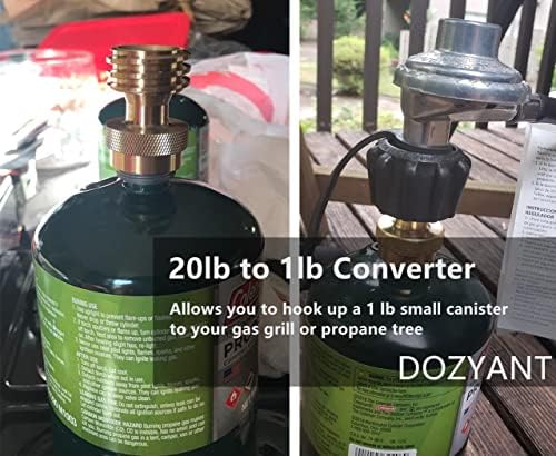 Steak Saver 1 lb to 20 lb Propane Tank Adapter for Grill with 1 lb Cylinder | 1"-20 Female Throwaway Cylinder adapter fits QCC1 POL hose and