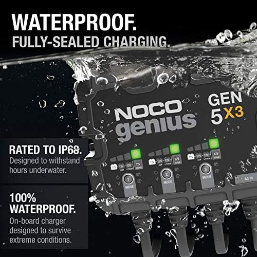 NOCO GEN5X3 12V 15A 3-Bank OnBoard Marine Battery Charger & Maintainer