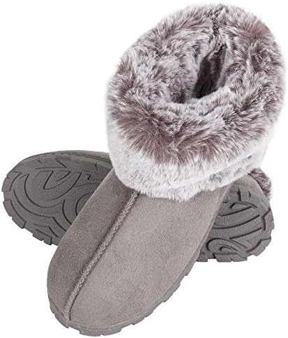 Jessica Simpson Women's and Girls Microsuede Super Soft Bootie Slippers with Indoor Outdoor Sole- Mommy & Me Set Options