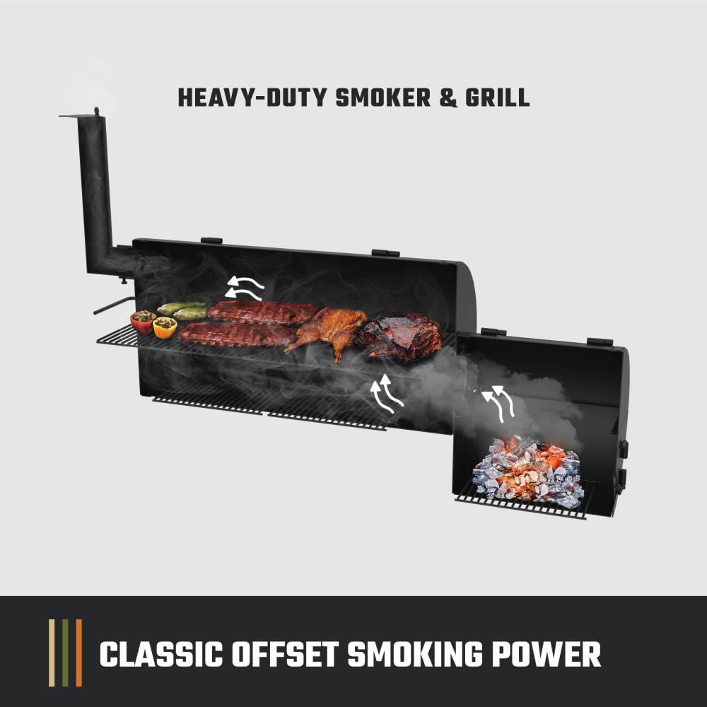 Oklahoma Joe's Longhorn Offset Charcoal Smoker and Grill with 1060 sq. in. Cooking Area in Black