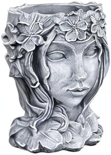 Head Planter Face Flower Pot Goddess Statue Planter Girl Portrait Container