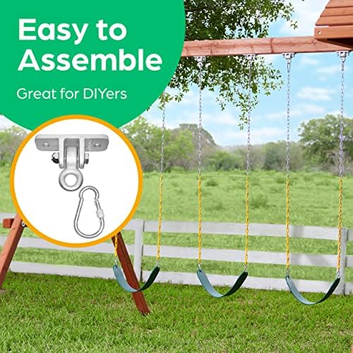 Jungle Gym Kingdom Swing Set Hangers - 2 Heavy Duty Brackets with Locking Snap Hooks for Porch, Patio