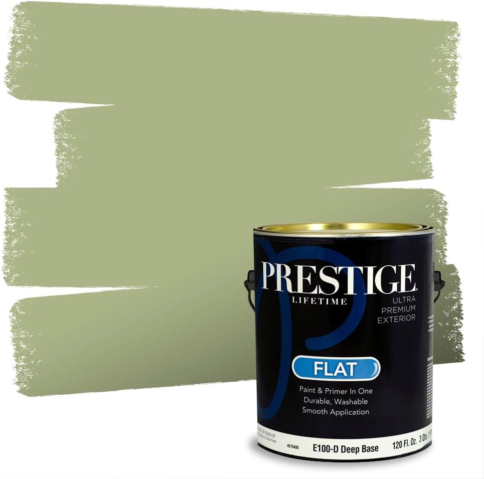 PRESTIGE Paints Exterior Paint and Primer In One, 1-Gallon, Flat, Comparable Match of Sherwin Williams* Coastal Plain*