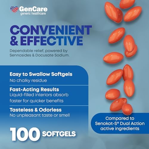 GenCare Senna-S Laxative Plus Stool Softener, Dual Action, 200 Ct